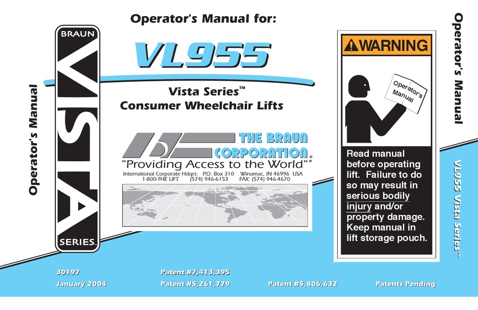 Braun Vista Series Wheel Chair Lift 800lbs Capacity