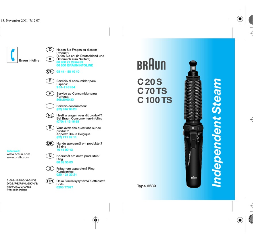 Braun Independent Steam C 100 Ts Owner S Manual Pdf Download Manualslib