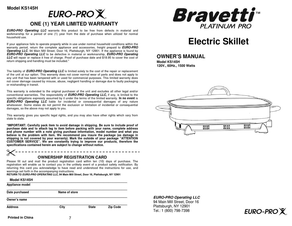 BRAVETTI KS145H OWNER'S MANUAL Pdf Download ManualsLib