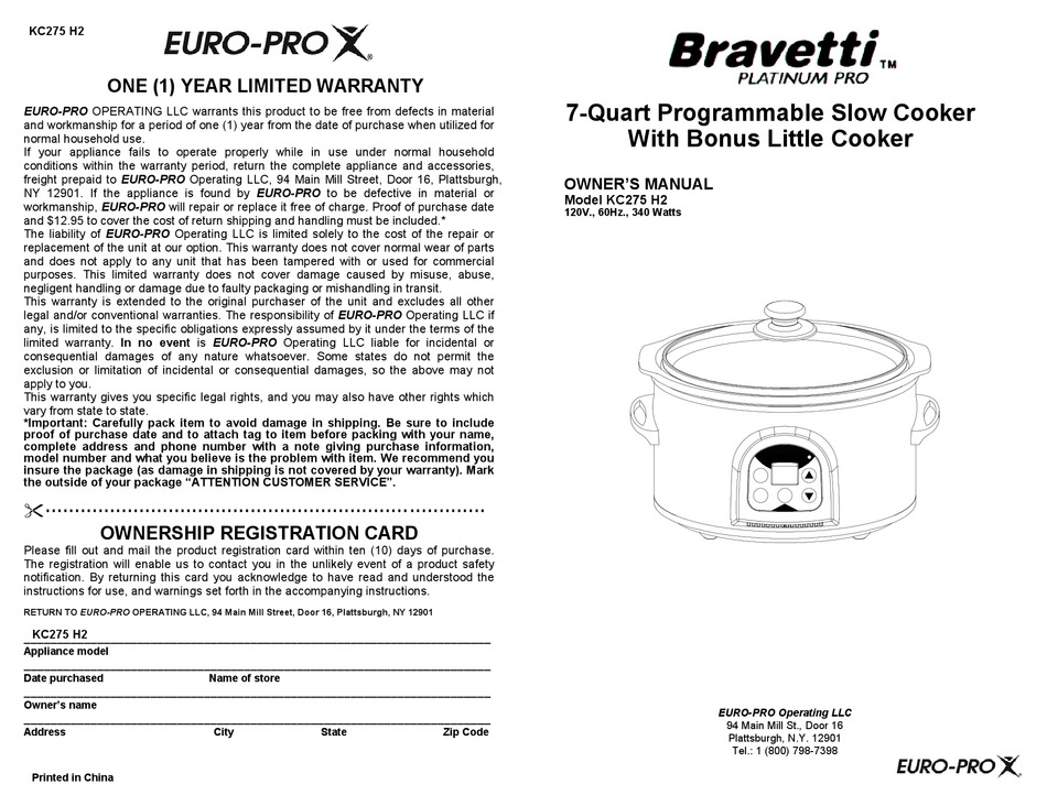 Bravetti Platinum Pro 8 Quart Slow Cooker n Buffet Server for Sale