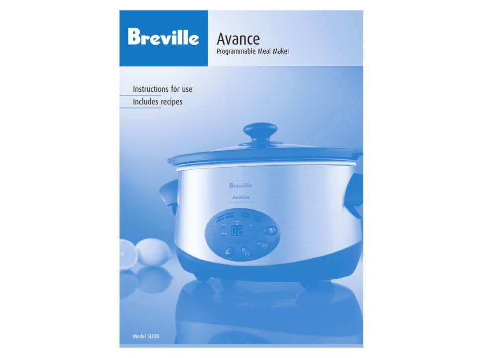 BREVILLE AVANCE SLC80 INSTRUCTIONS FOR 