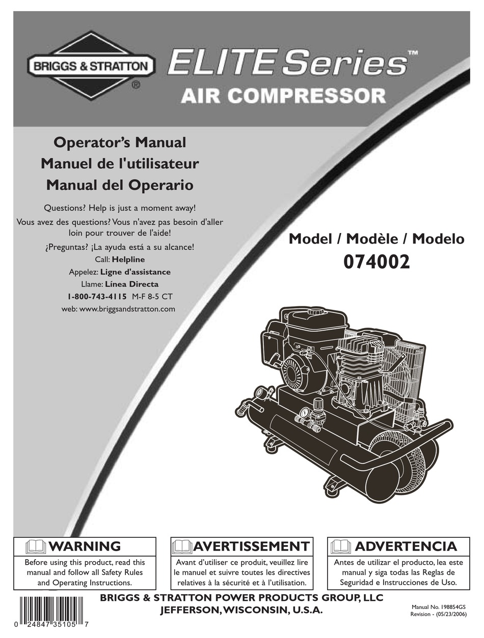 BRIGGS & STRATTON 74002 OPERATOR