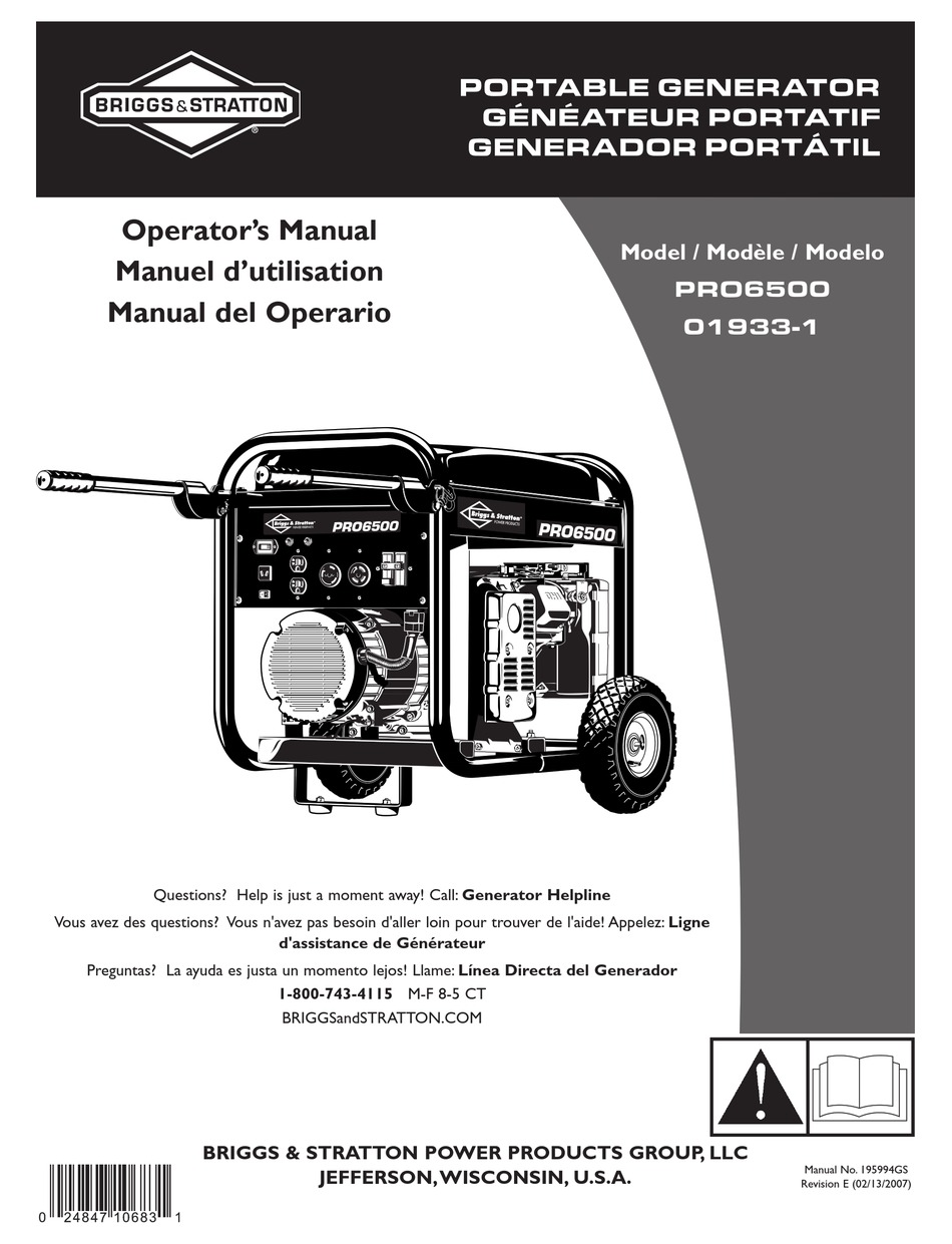BRIGGS & STRATTON 019331 OPERATOR