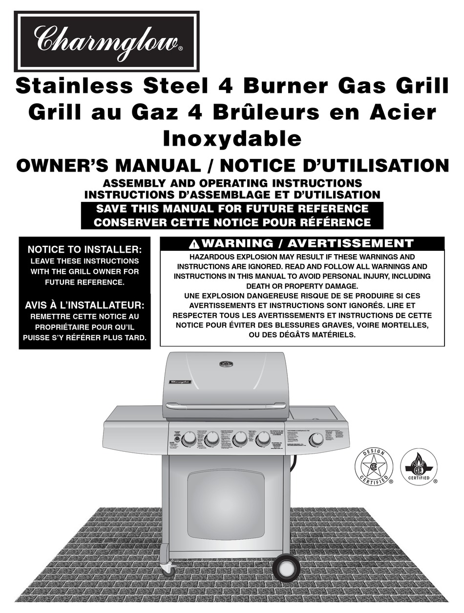 CHARMGLOW 4 BURNER GAS GRILL GRILL OWNER'S MANUAL Pdf Download ManualsLib