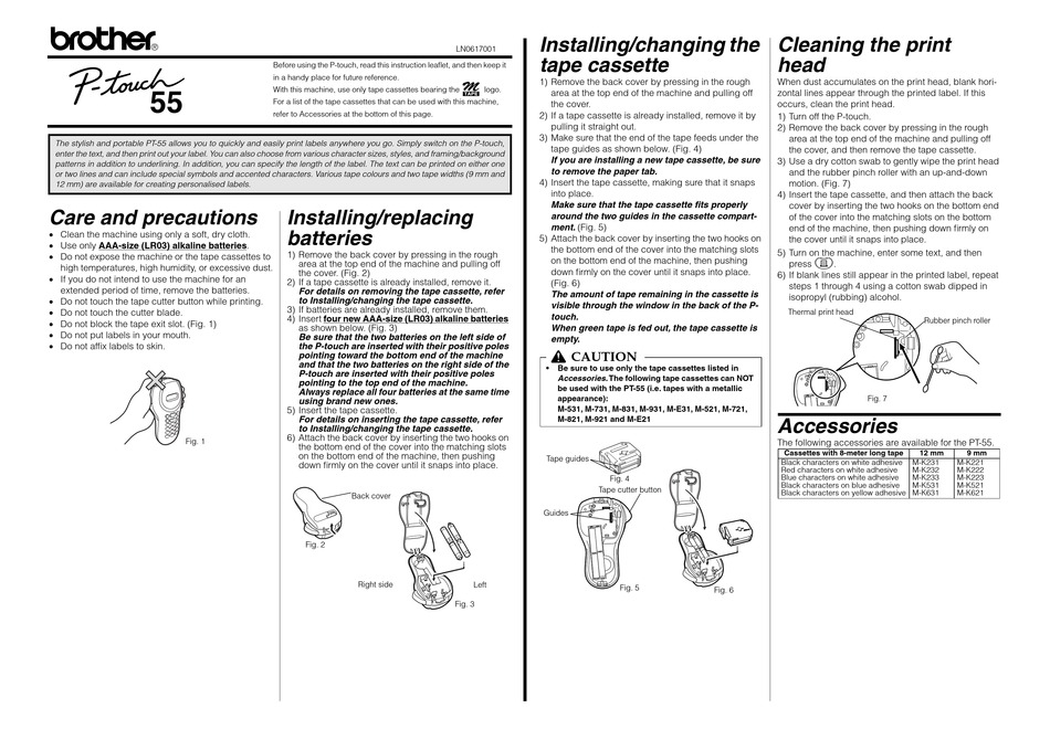 BROTHER PTOUCH LN0617001 USER MANUAL Pdf Download ManualsLib