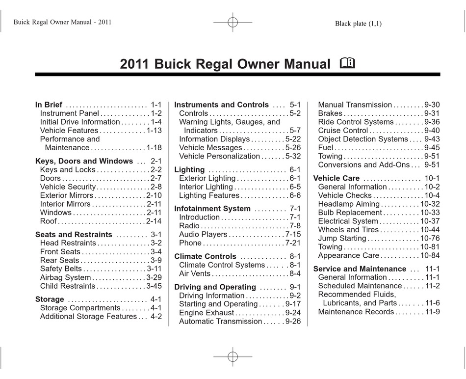 Buick 2011 Regal Owner S Manual Pdf Download Manualslib