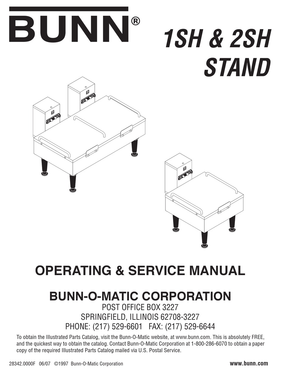 Bunn 1sh 2sh Stand Operating Service Manual Pdf Download Manualslib