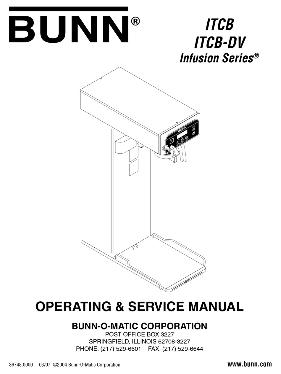 BUNN ITCB OPERATING & SERVICE MANUAL Pdf Download | ManualsLib