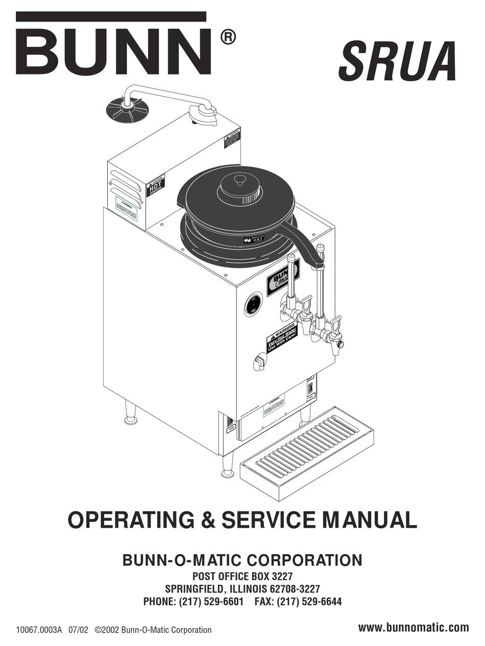 BUNN SRUA OPERATING & SERVICE MANUAL Pdf Download ManualsLib
