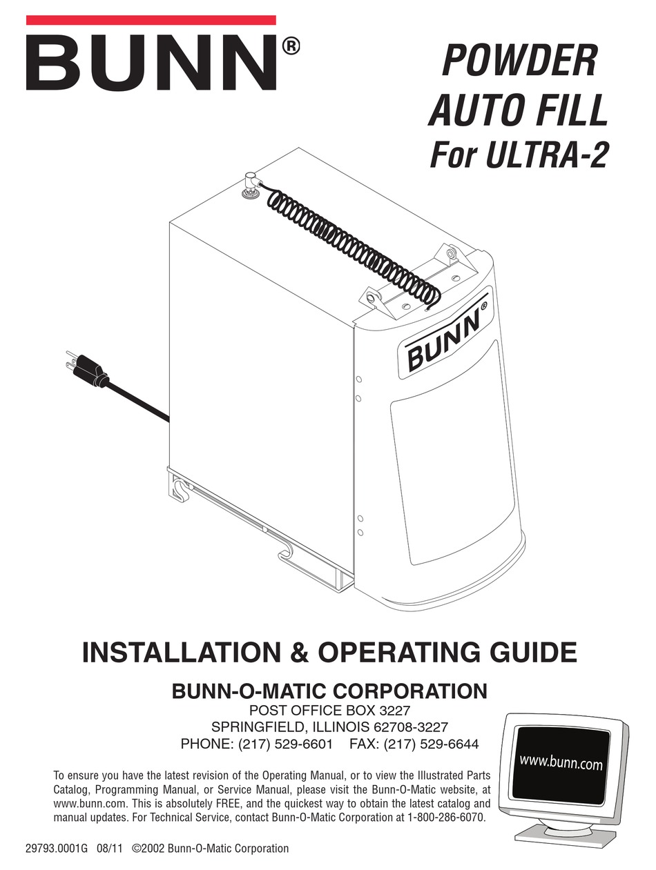 BUNN DISPENSER INSTALLATION AND OPERATING MANUAL Pdf Download | ManualsLib