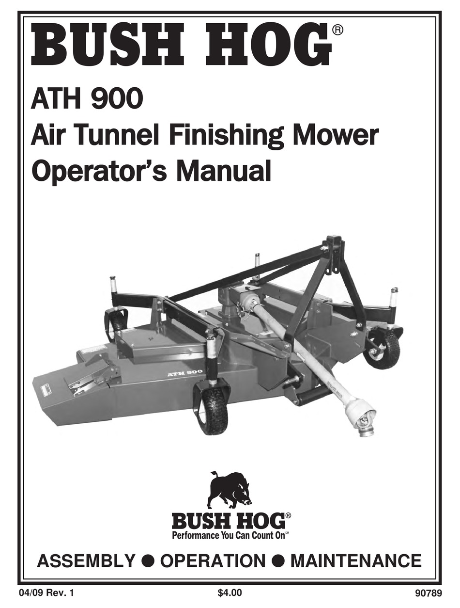 BUSH HOG AIR TUNNEL FINISHING MOWER ATH 900 OPERATOR