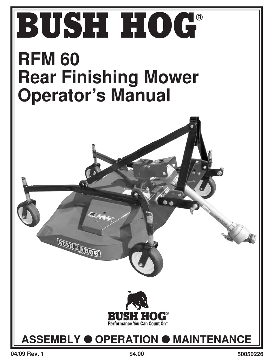 BUSH HOG RFM 60 OPERATOR'S MANUAL Pdf Download ManualsLib