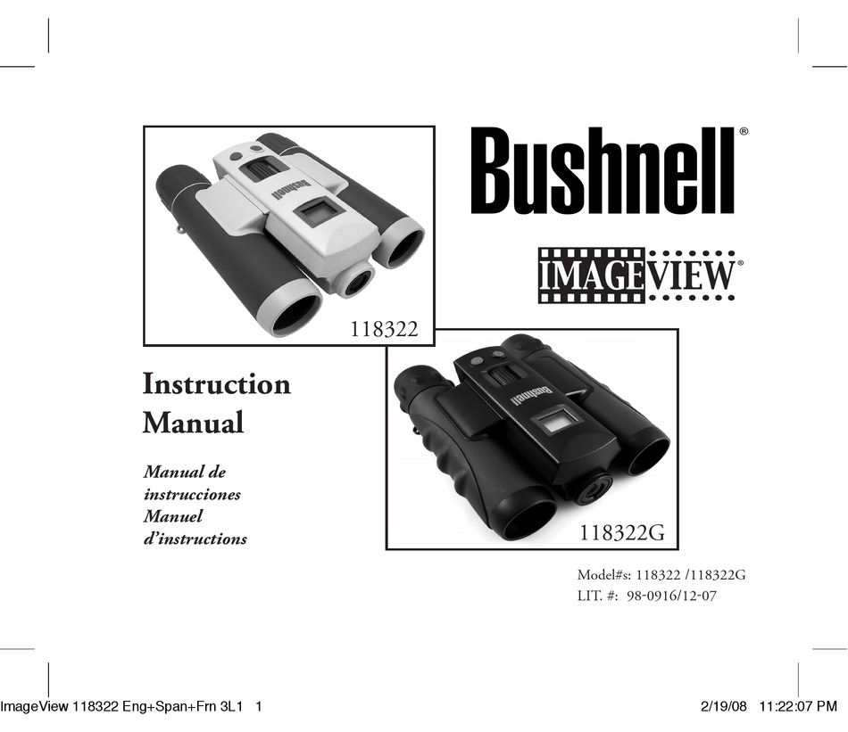 BUSHNELL IMAGEVIEW 118322 INSTRUCTION MANUAL Pdf Download ManualsLib
