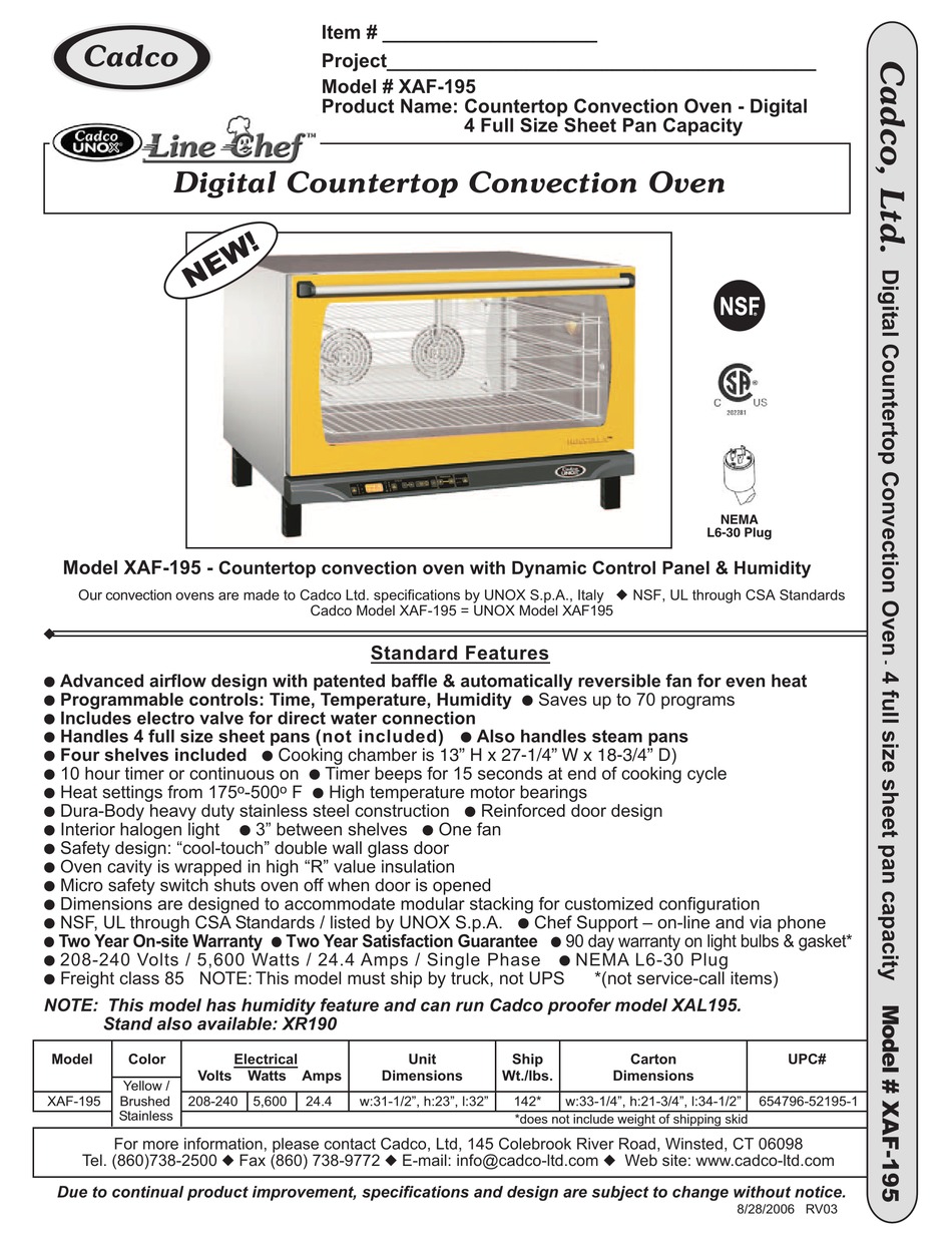 Cadco Line Chef Manual Control Countertop Convection Oven - 4