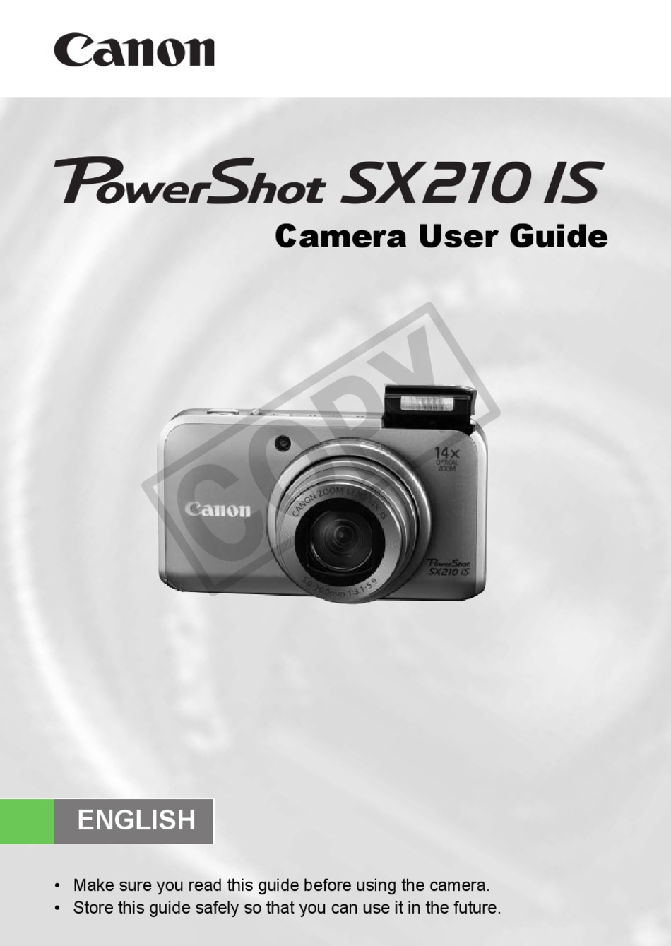 CANON POWERSHOT SX210 IS USER MANUAL Pdf Download | ManualsLib