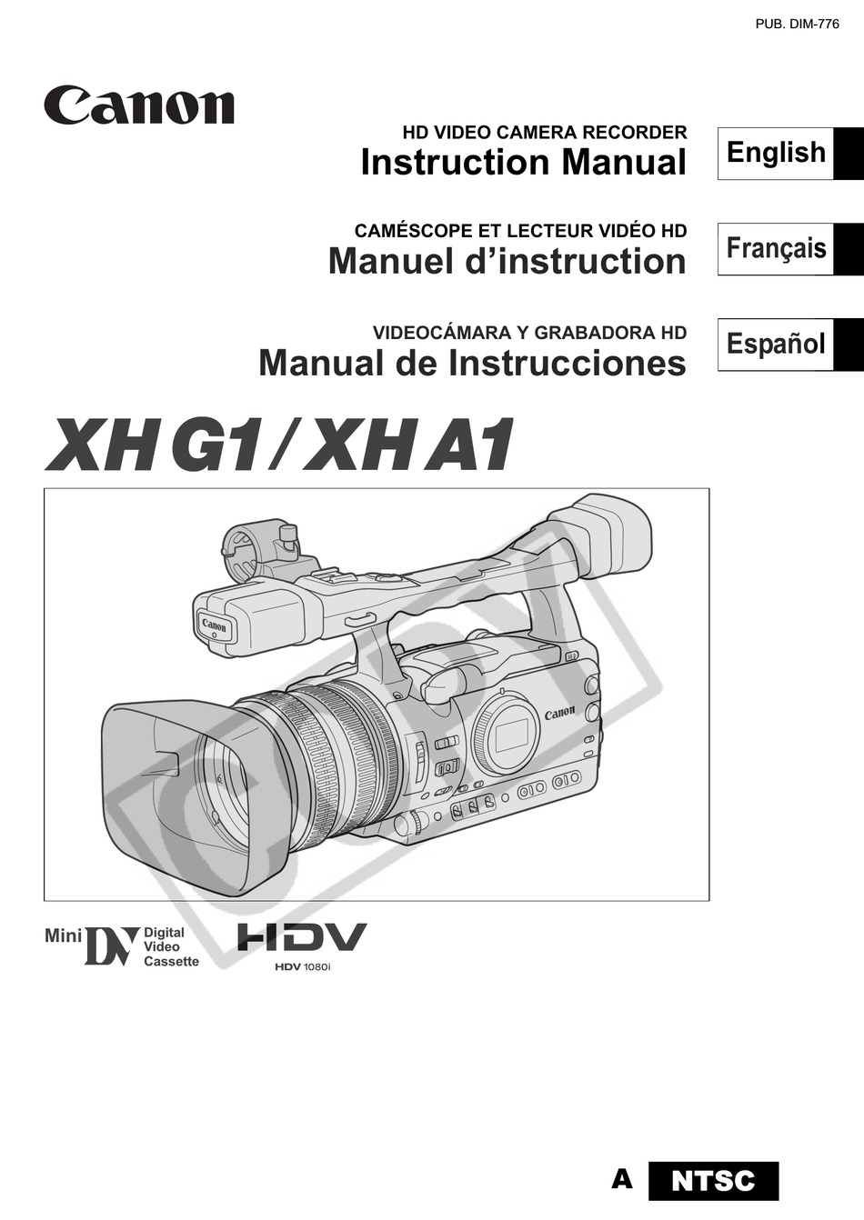 Canon Xh A1 Instruction Manual Pdf Download Manualslib