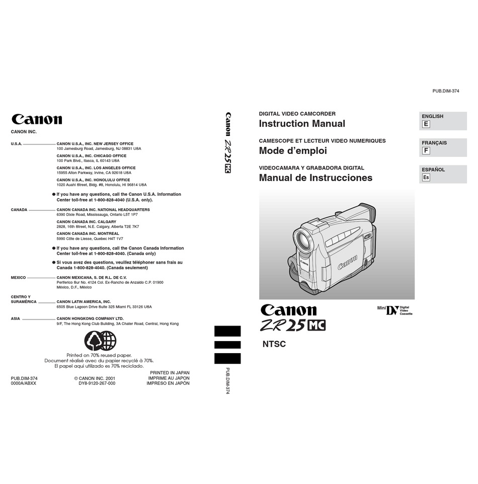 canon ntsc zr25mc digital video camcorder