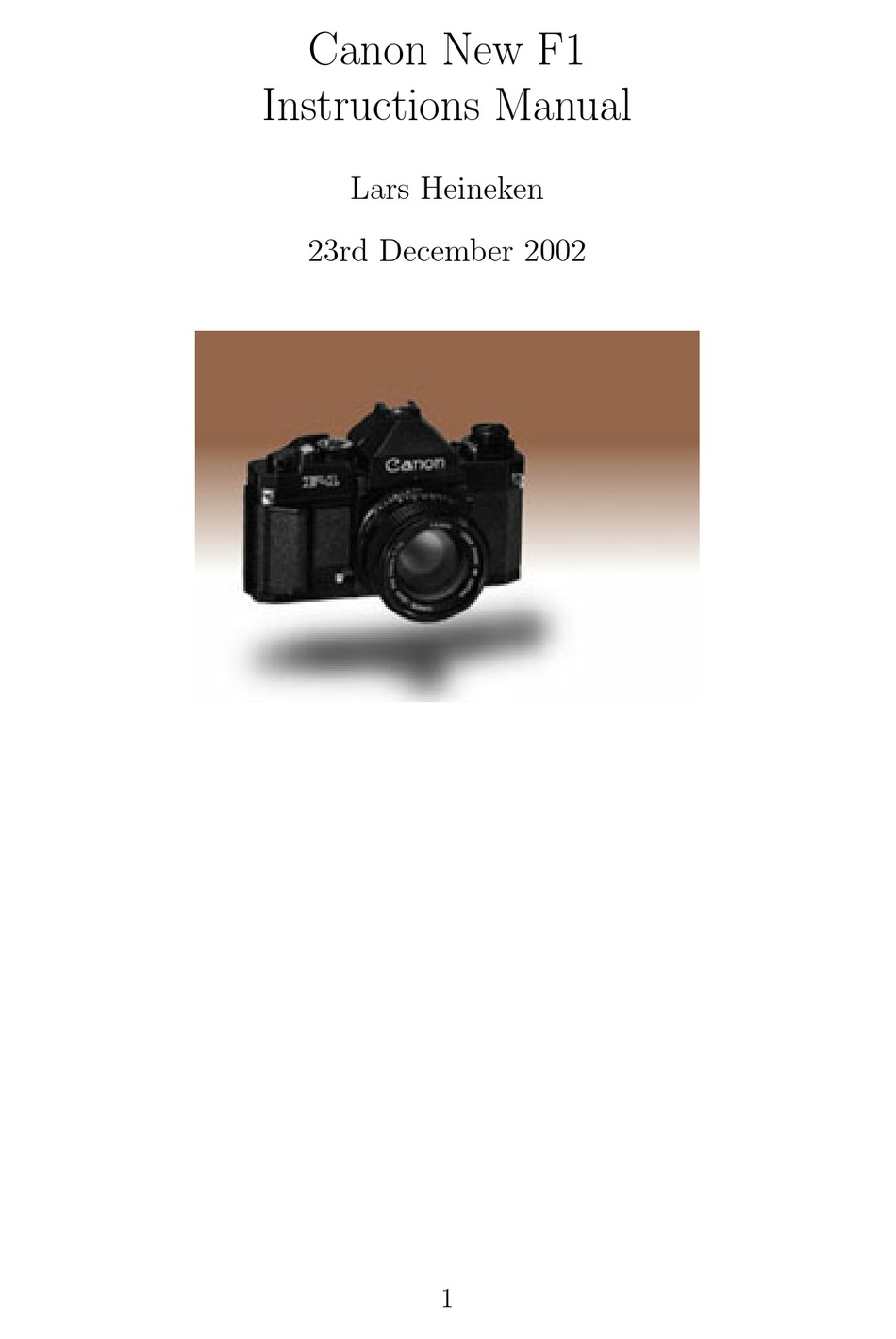 Canon F1n Camera Instruction Manual Pdf Download Manualslib