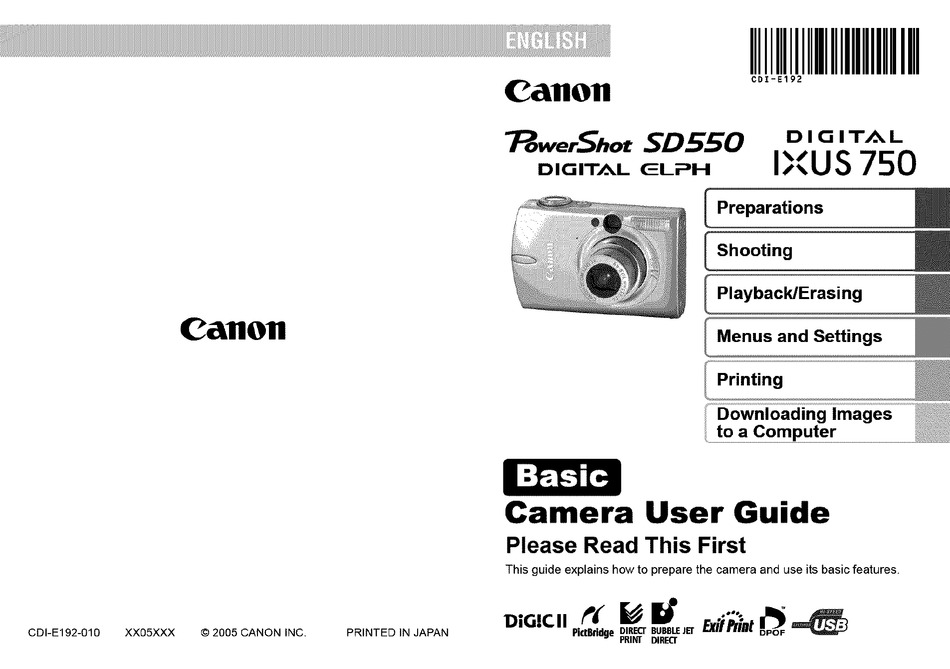 CANON POWERSHOT SD550 DIGITAL ELPH USER MANUAL Pdf Download | ManualsLib