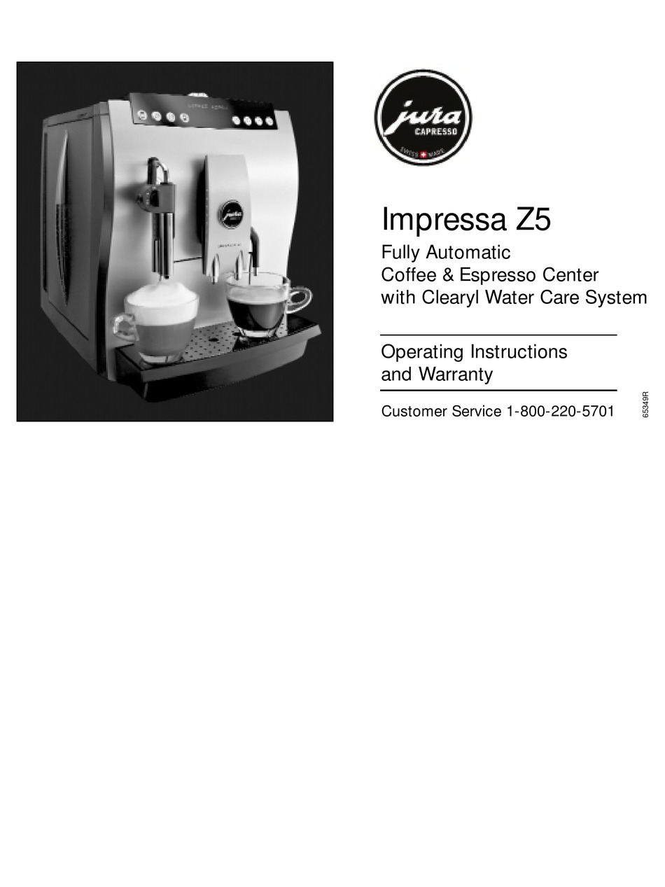 Jura Capresso Impressa Z5 Operating Instructions Manual Pdf Download Manualslib