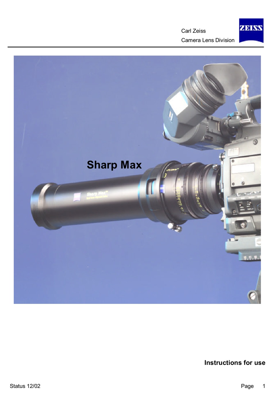 ZEISS CAMERA LENS INSTRUCTIONS FOR USE MANUAL Pdf Download ManualsLib