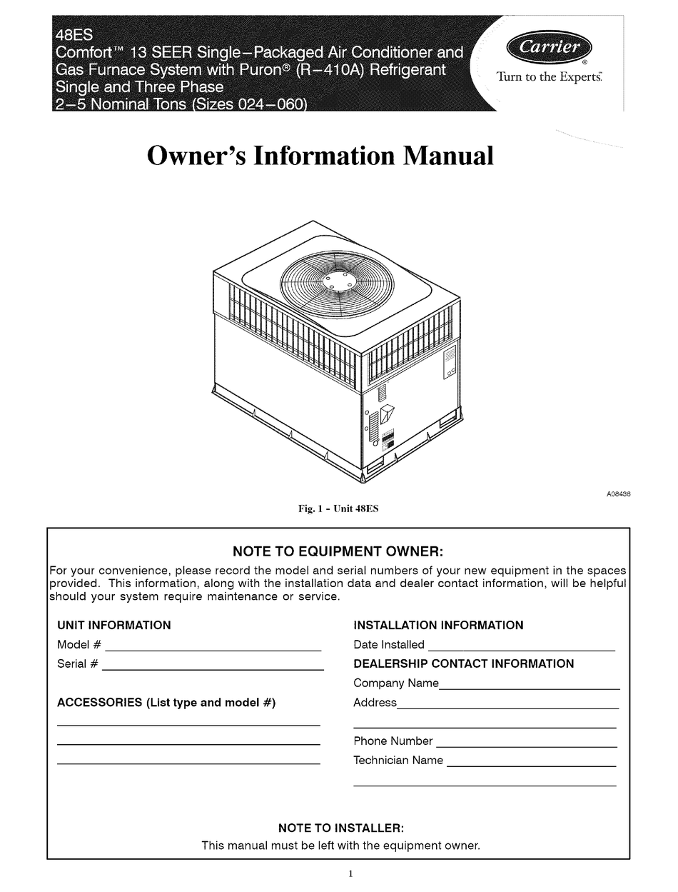 CARRIER 48ES OWNER'S INFORMATION MANUAL Pdf Download | ManualsLib