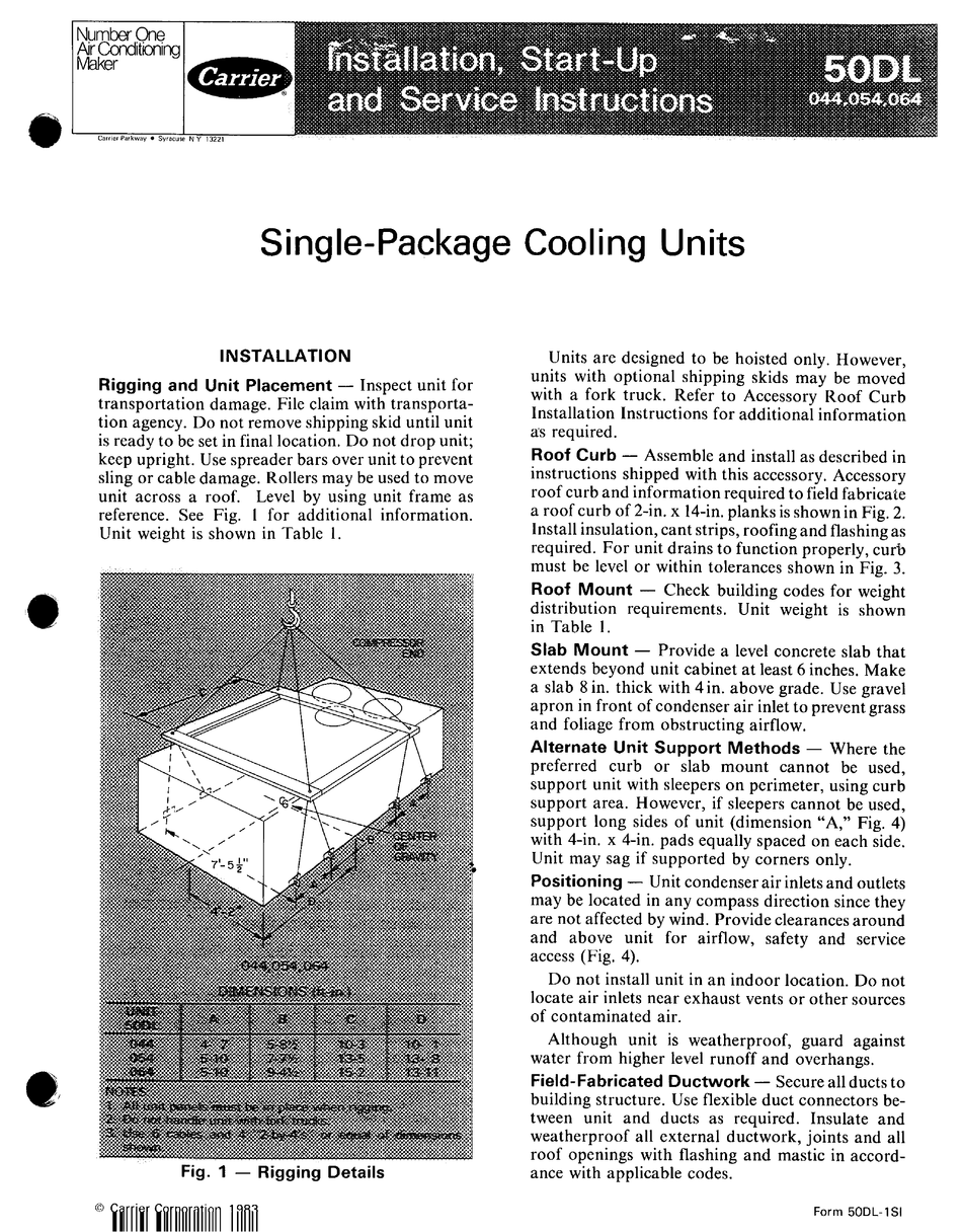 CARRIER 50DL INSTALLATION, START-UP AND SERVICE INSTRUCTIONS MANUAL Pdf Sns-Brigh10