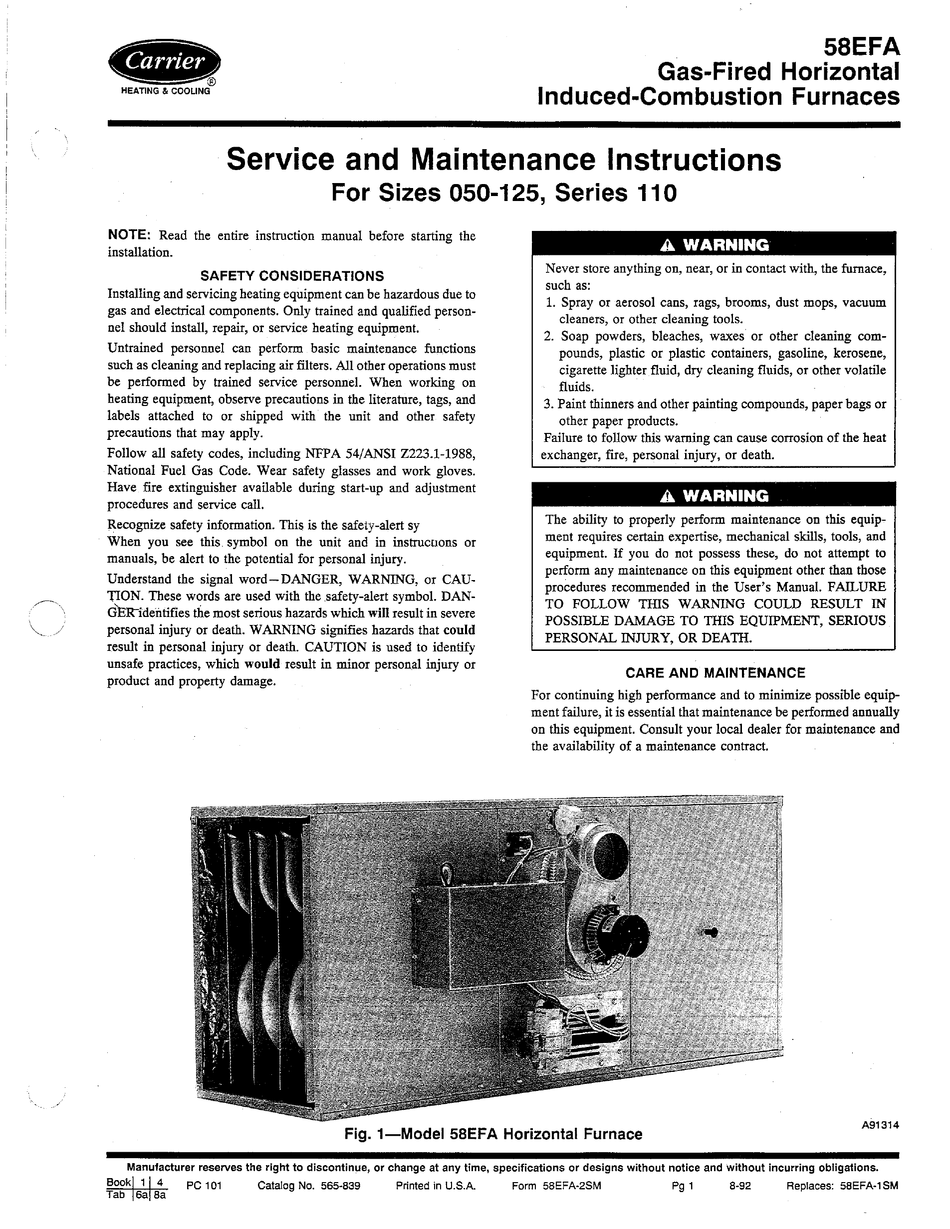 CARRIER 58EFA SERVICE AND MAINTENANCE INSTRUCTIONS Pdf Download | ManualsLib Thermostat Wiring Diagram ManualsLib