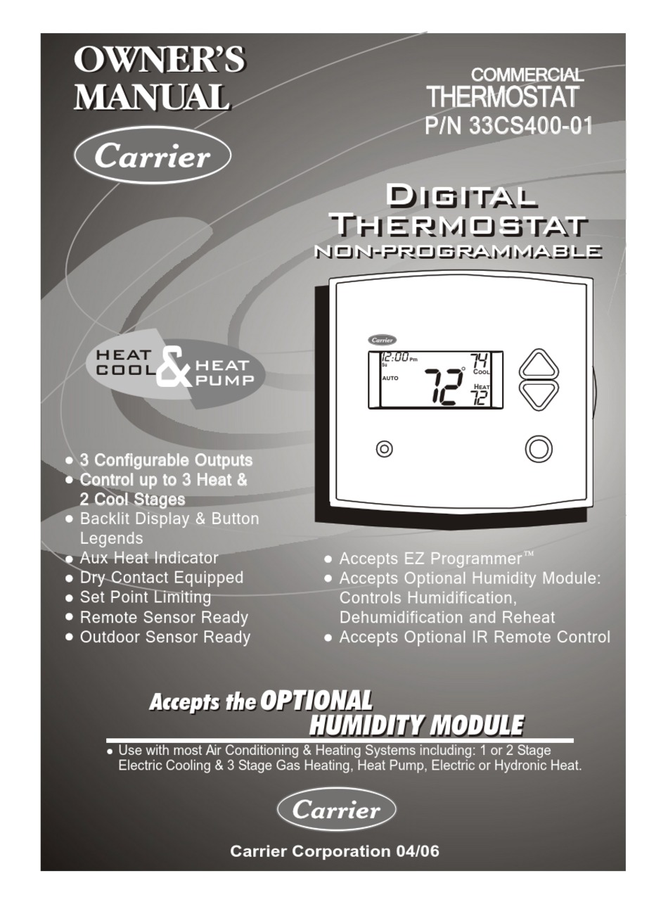 Carrier thermostat programmable manual