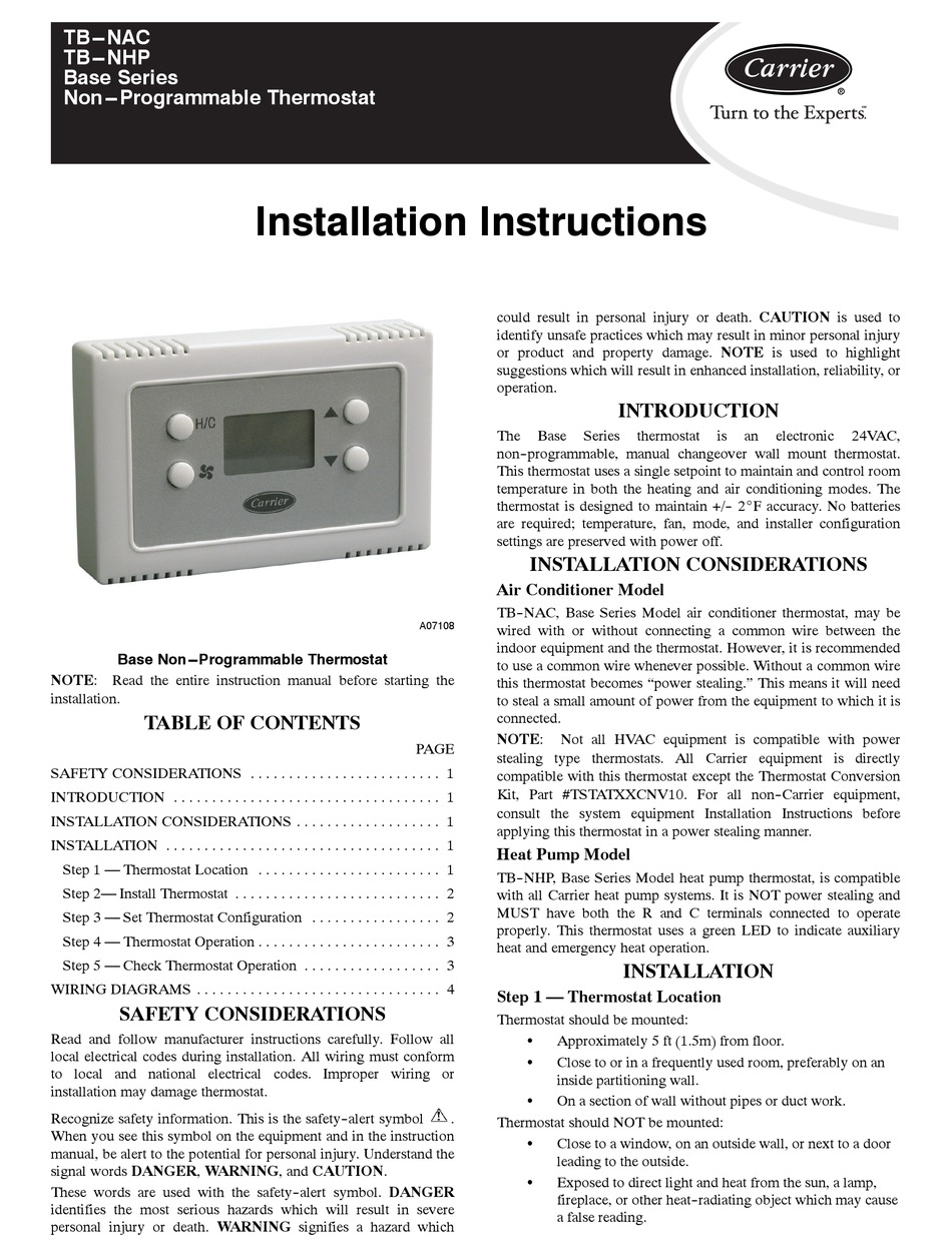 TP-NAC01-A - Non-Programmable AC Thermostat