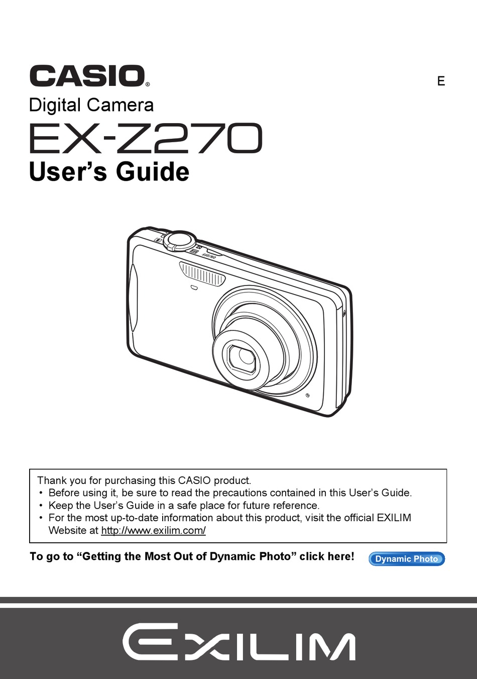 CASIO EXILIM EX-Z270 USER MANUAL Pdf Download | ManualsLib