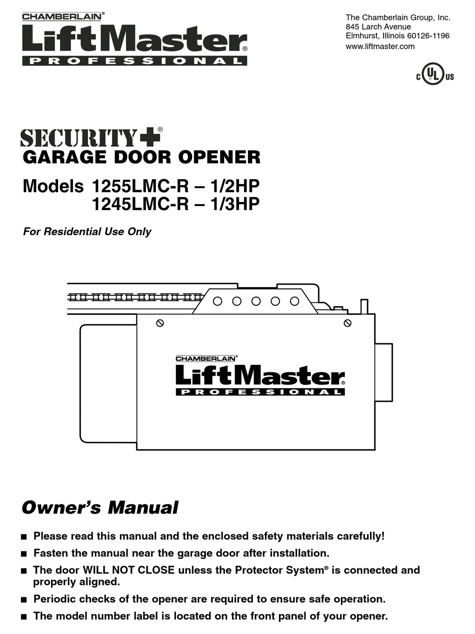 Chamberlain Liftmaster Security 1245lmc R 1 3hp Owner S Manual Pdf Download Manualslib [ 1267 x 950 Pixel ]