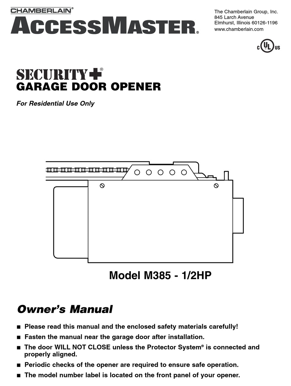 Chamberlain Access Master Security M385 Owner S Manual Pdf Download Manualslib [ 1261 x 950 Pixel ]