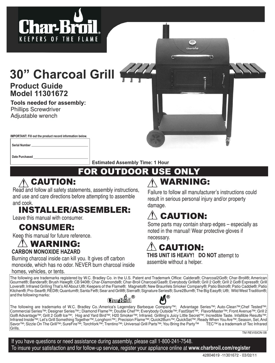 CHAR BROIL 11301672 PRODUCT MANUAL Pdf Download ManualsLib