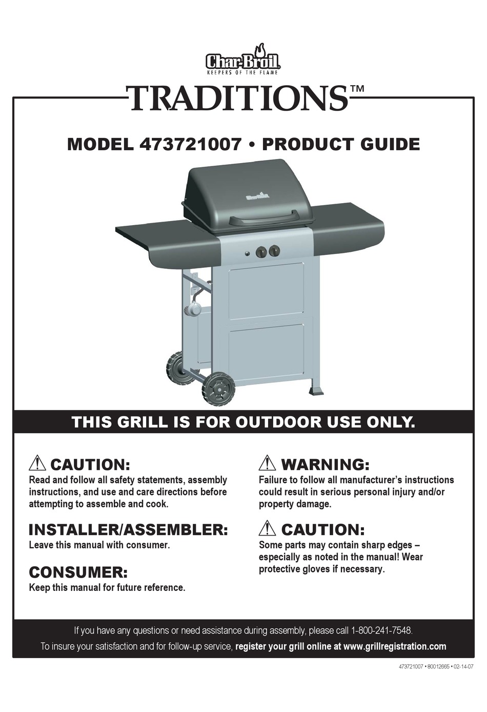 Parts List Char Broil TRADITIONS 473721007 User Manual Page 11