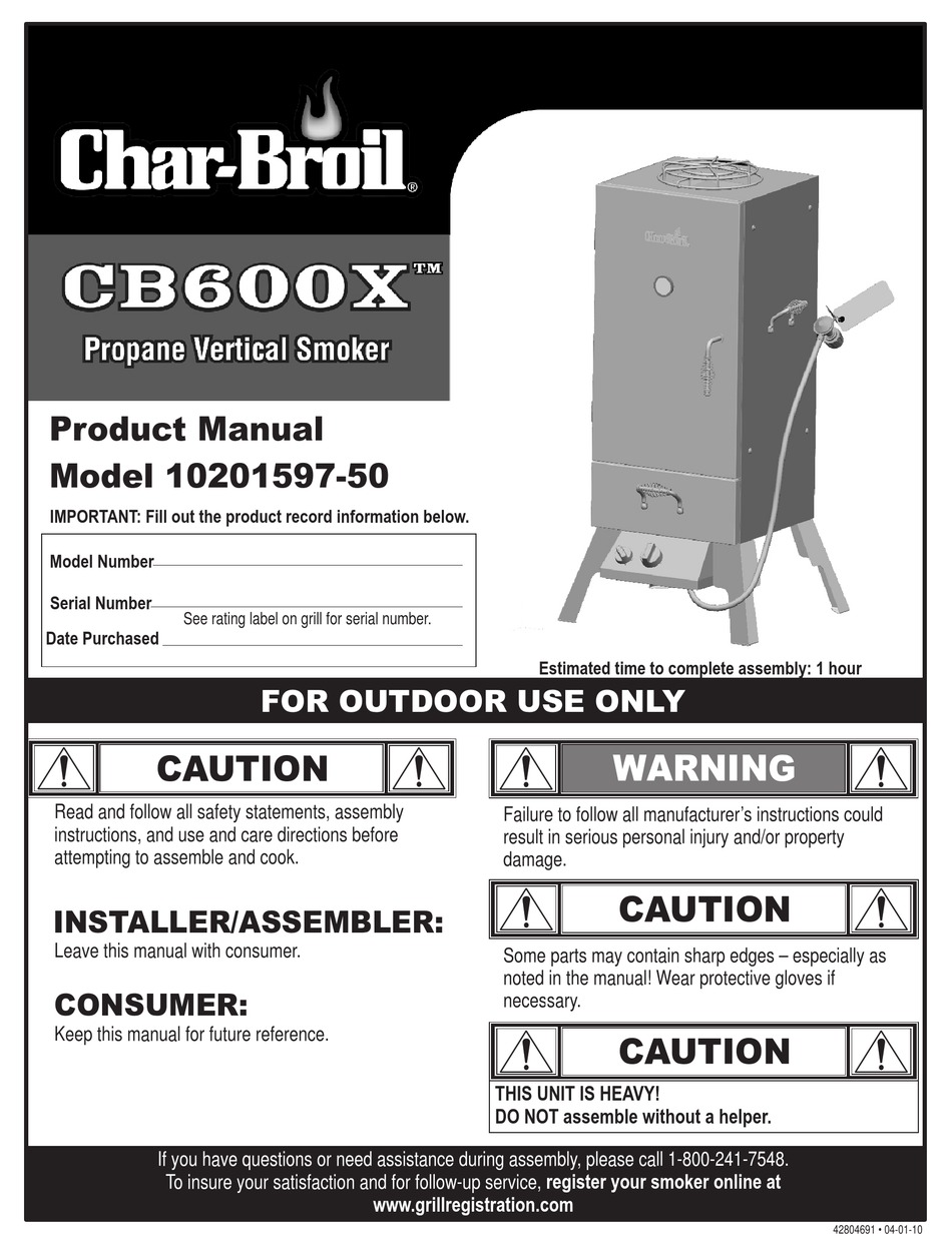 User manual Char-Broil 7185637 (English - 2 pages)