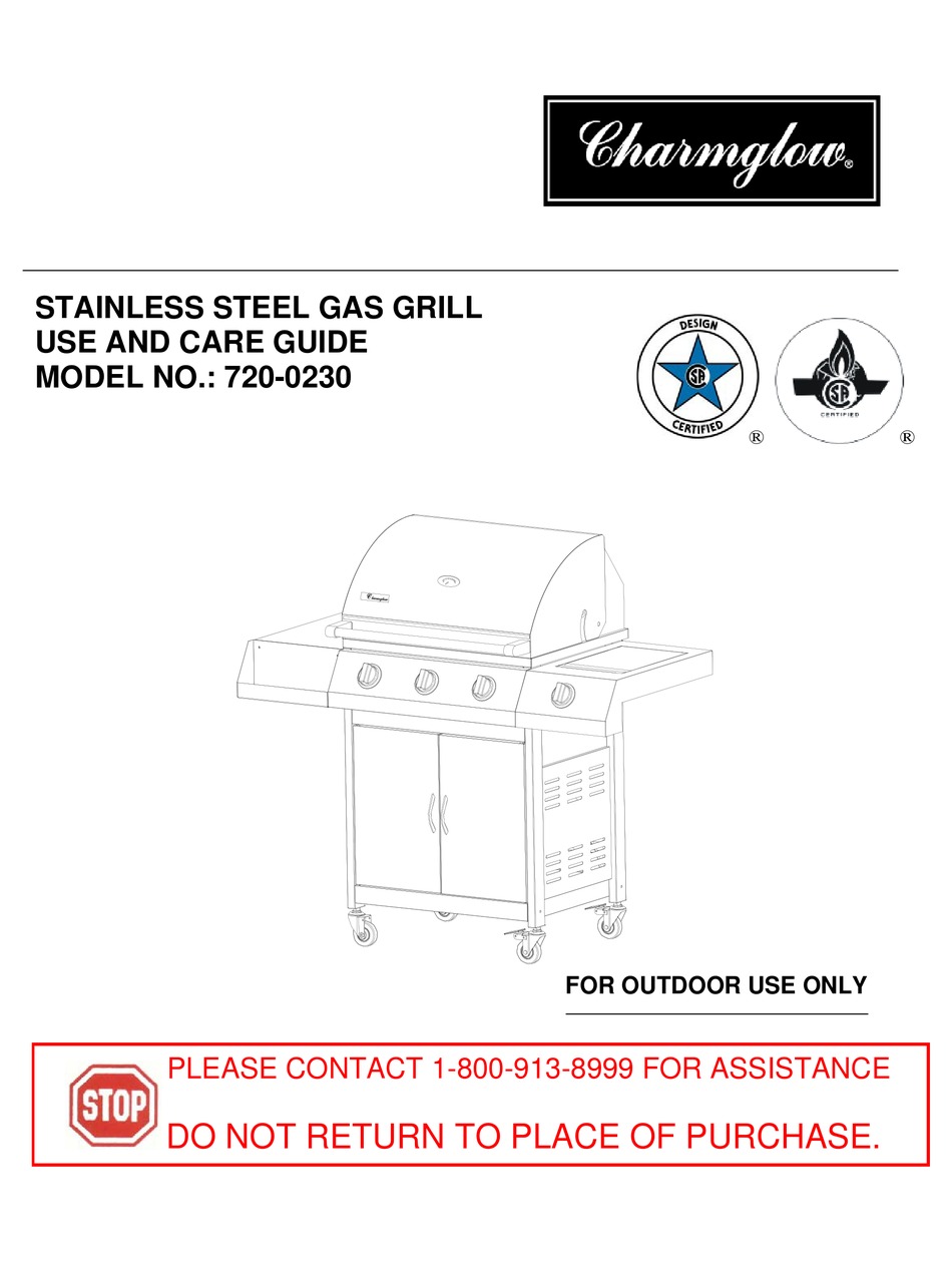 CHARMGLOW GRILL 720 0230 USE AND CARE MANUAL Pdf Download ManualsLib