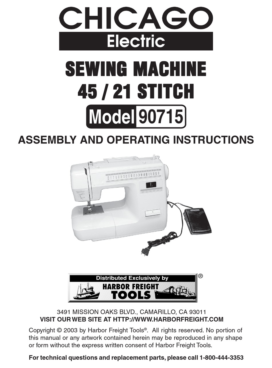 CHICAGO ELECTRIC 90715 ASSEMBLY AND OPERATING INSTRUCTIONS MANUAL Pdf