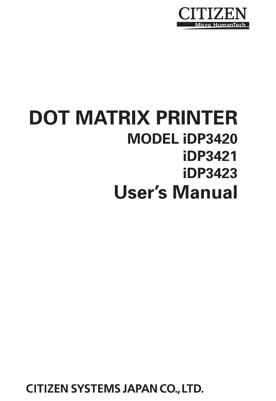 Citizen Idp34 User Manual Pdf Download Manualslib