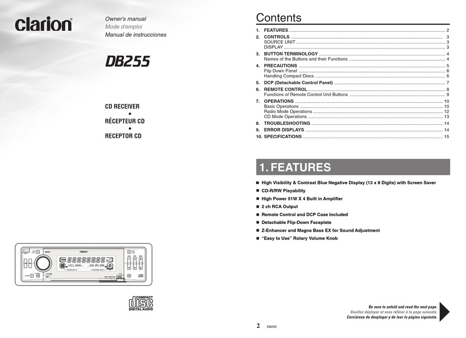 Clarion Db255 Owner S Manual Pdf