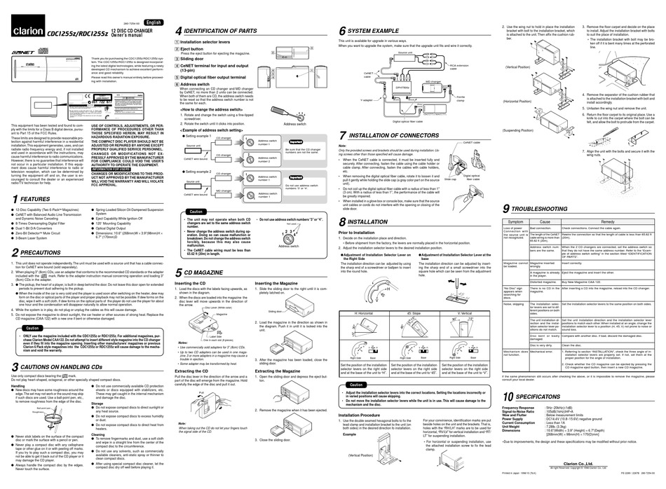 CLARION CDC1255Z OWNER'S MANUAL Pdf Download | ManualsLib