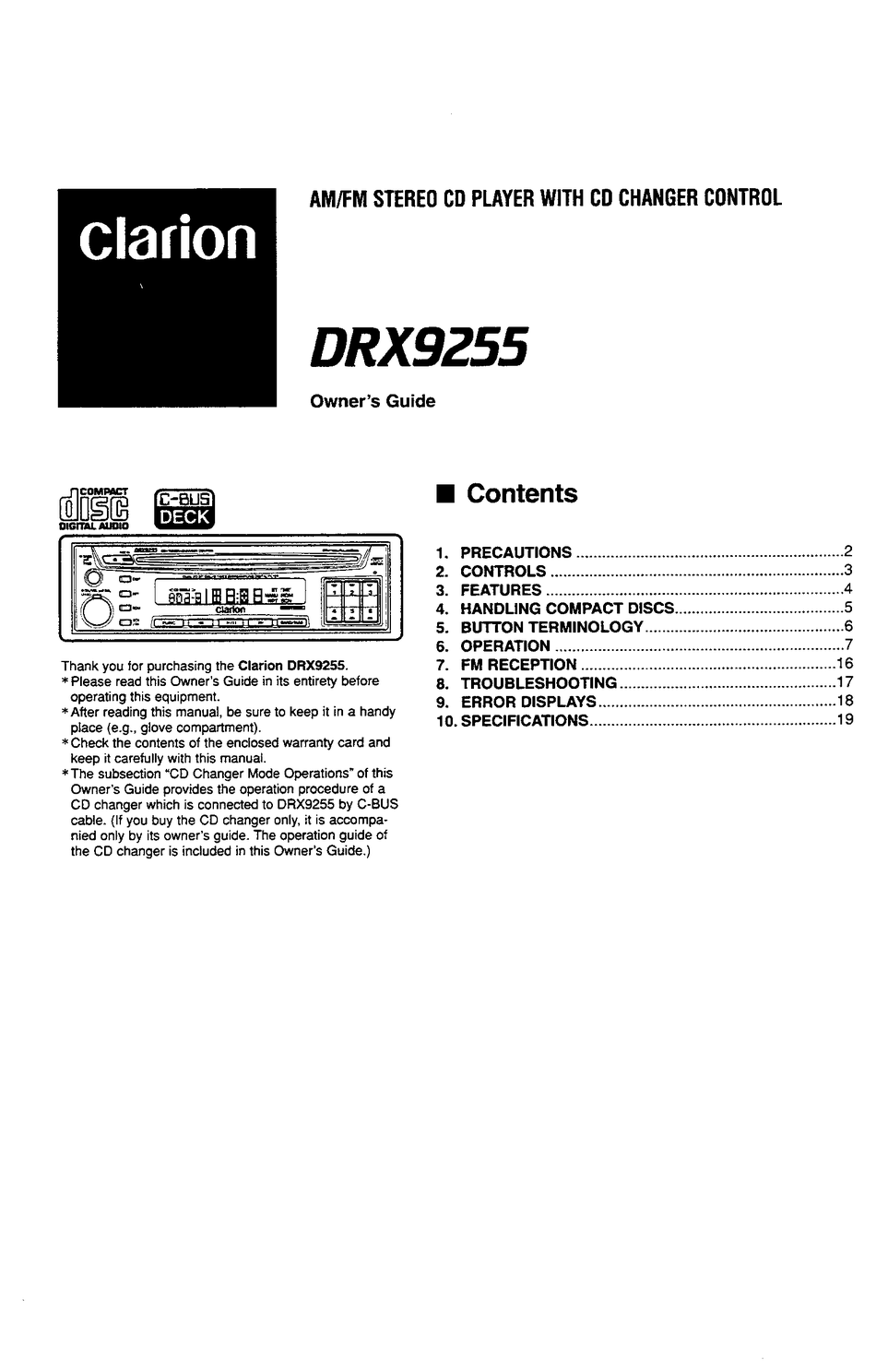 Clarion Drx9255 Owner S Manual Pdf