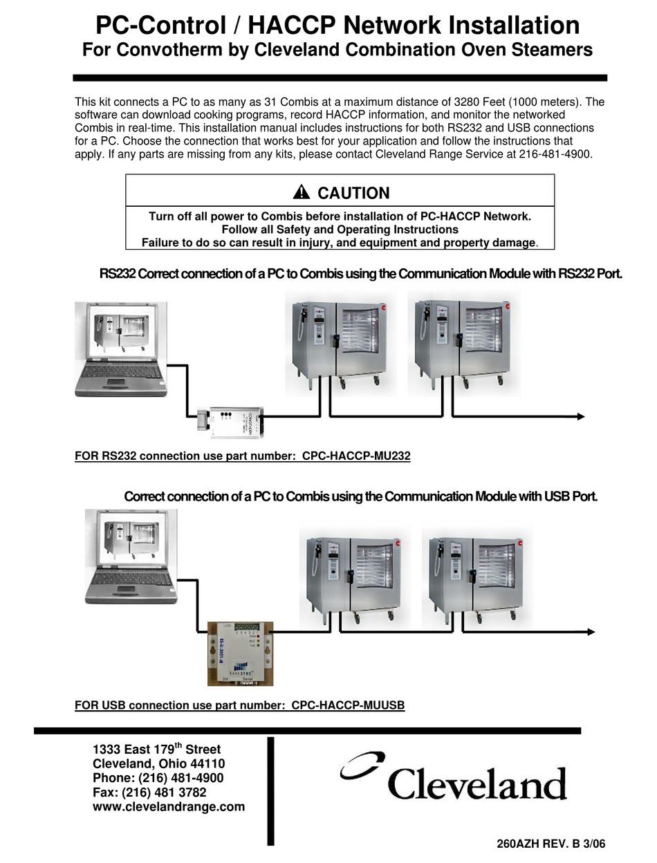 CLEVELAND STEAM OVEN NETWORK INSTALLATION MANUAL Pdf Download ManualsLib