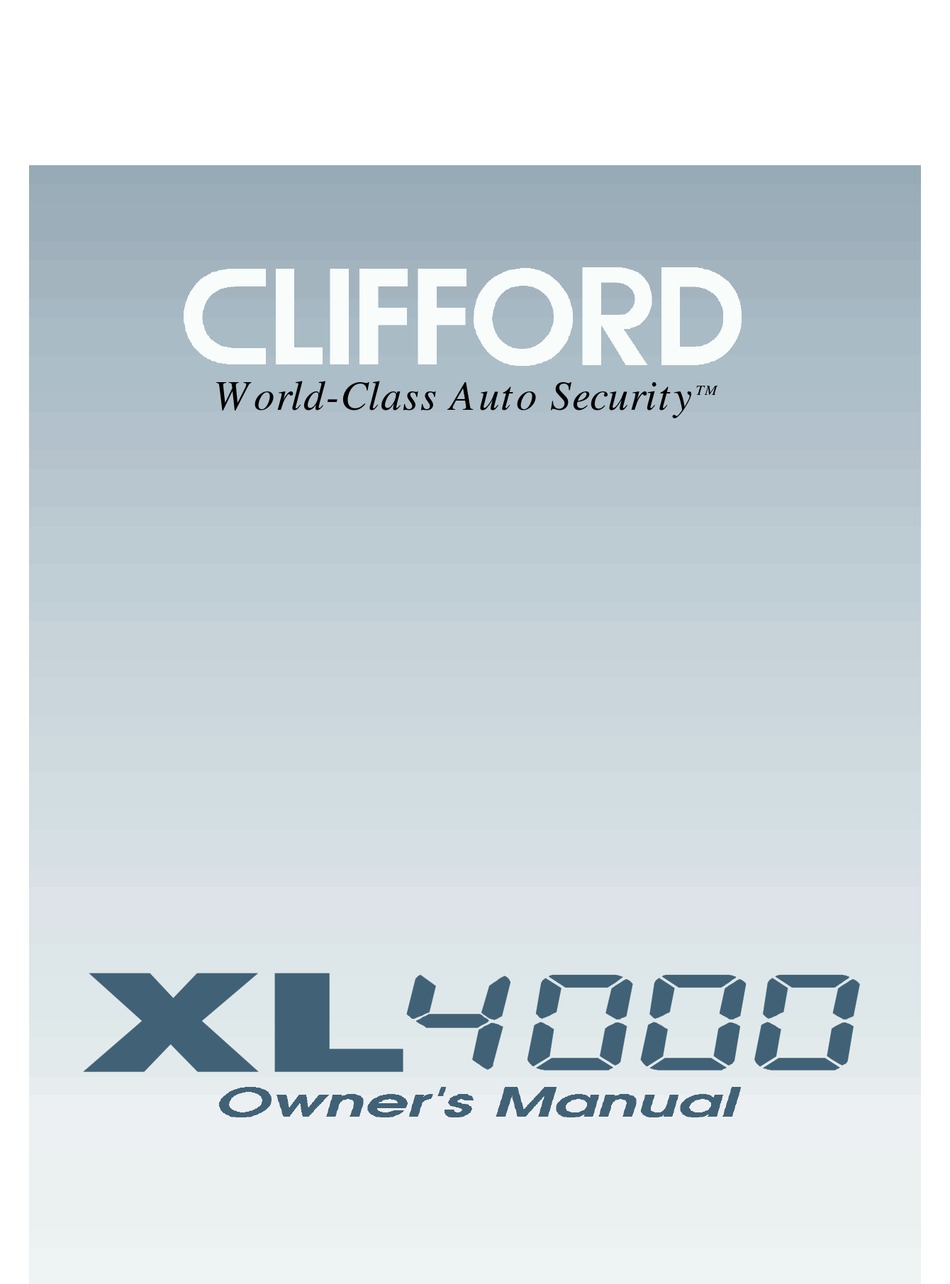 CLIFFORD XL4000 OWNER'S MANUAL Pdf Download | ManualsLib