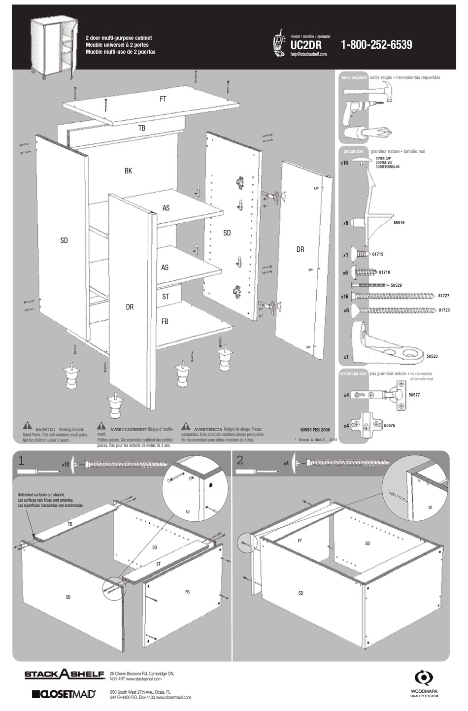 CLOSET MAID 2 DOOR MULTI-PURPOSE CABINET UC2DR ASSEMBLING INSTRUCTIONS Pdf  Download | ManualsLib