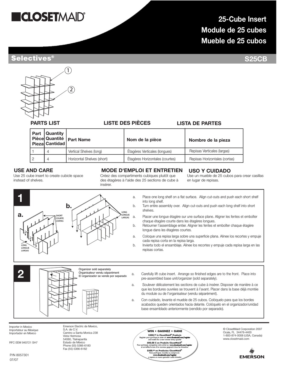 closetmaid 25 cube shoe storage on Closet Maid 25 Cube Insert S25cb Use And Care Manual Pdf Download Manualslib
