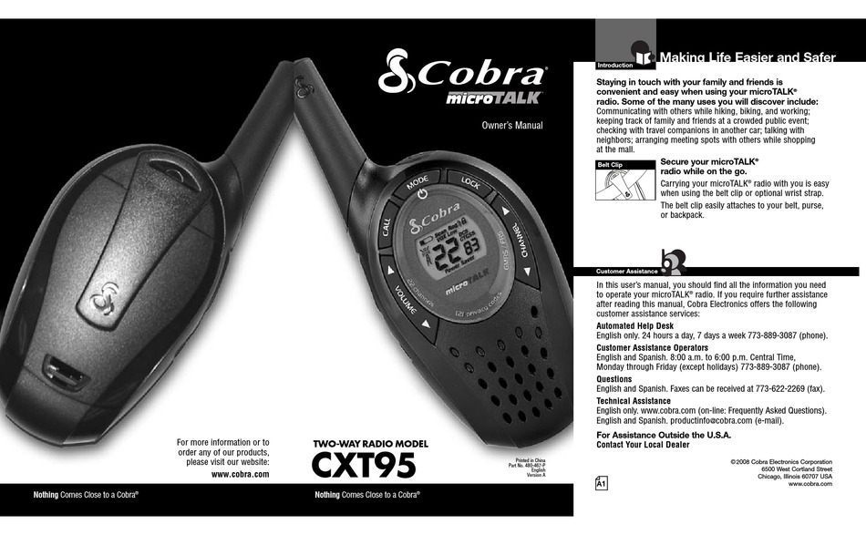 COBRA MICROTALK CXT95 OWNER'S MANUAL Pdf Download ManualsLib