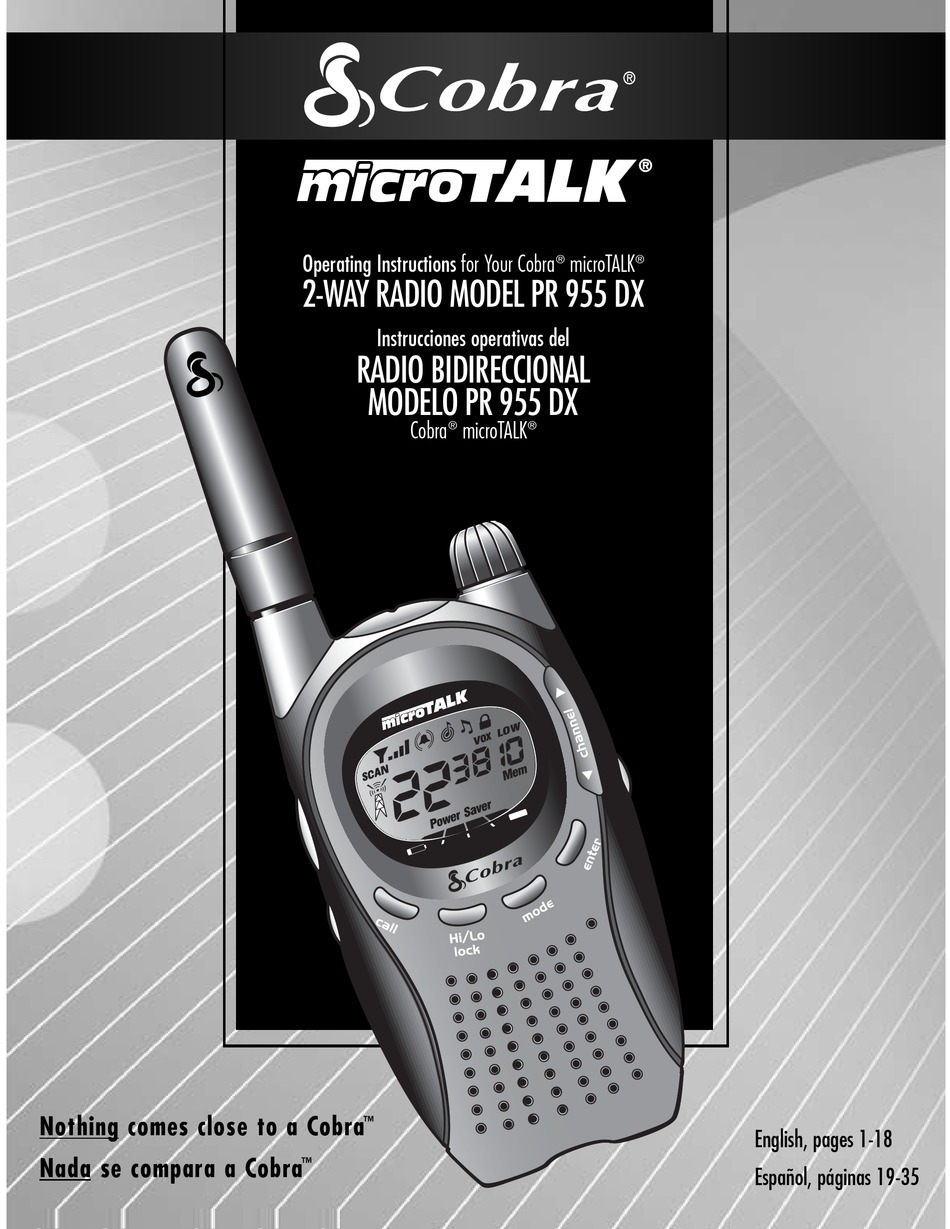 COBRA MICROTALK PR 955 DX OPERATING INSTRUCTIONS MANUAL Pdf Download