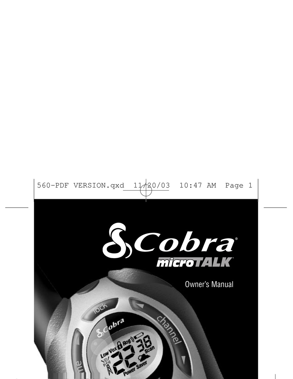 COBRA MICROTALK PR560WX OWNER'S MANUAL Pdf Download | ManualsLib