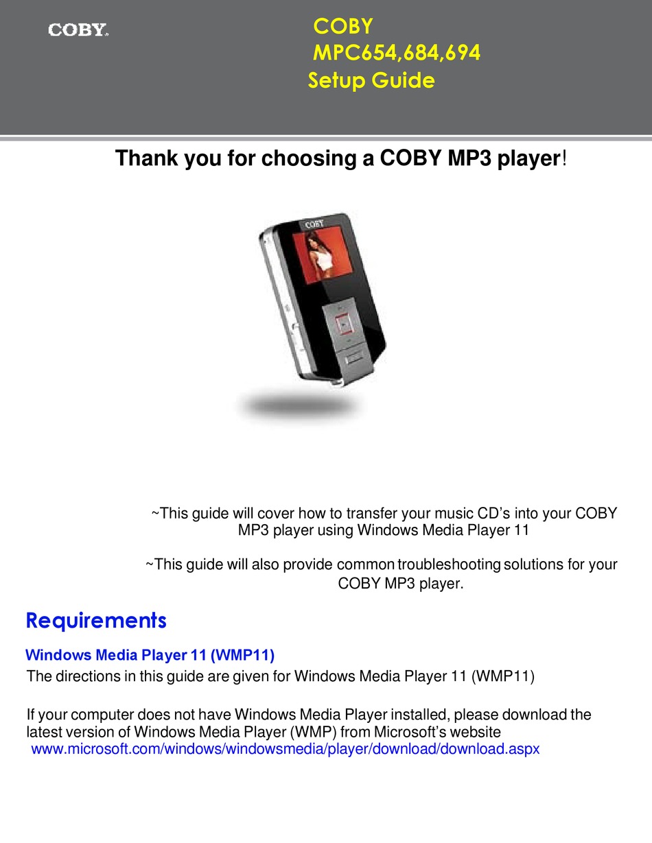 COBY MPC684 SETUP MANUAL Pdf Download ManualsLib